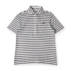 LACOSTE ラコステ ボーダー  鹿の子 半袖 ポロシャツ 3/ホワイト×ネイビー メンズ ファブリカ