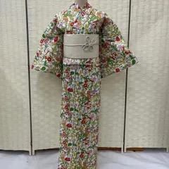 小紋名古屋帯セット華やかな花柄ボタニカルしつけ付き