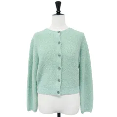 【美品】NOLLEYS ノーリーズ カーディガン ミントグリーン サイズ:38(M) / 24秋冬 sophi キラキラ フェザー クルーネック カーディガン / ニット 長袖 クルーネック ラメ ウール カシミヤ混 / トップス【レディース】【中古】