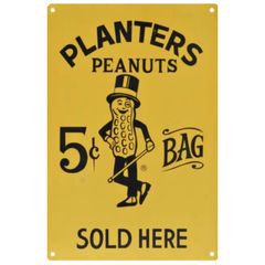 【815】新品 レトロ ブリキ看板 ★ Mr. PEANUT ★ ミスターピーナッツ プランターズ マスコット キャラクター アメリカン雑貨 ガレージ フェンス ヴィンテージ