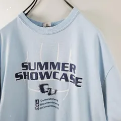 US輸入カレッジバレーボールチームロゴTシャツ水色ライトブルーM古着女子