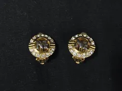 ■極美品■ NINA RICCI ニナリッチ ラインストーン クリップ式 イヤリング アクセサリー レディース ゴールド系 DI0592