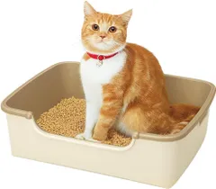 【新着商品】ニャンとも清潔トイレセット [約1か月分チップ・シート付] 猫用トイレ本体 シンプルタイプ ライトベージュ 成猫用のサムネイル