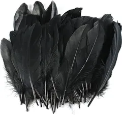 【在庫処分】染め羽根 100枚 ガチョウの羽 15-20CM 工芸品 DIY 装飾用の羽根 黒い