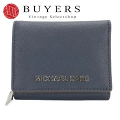 【中古】未使用展示品 マイケルコース 三つ折り財布 35H9STVZ5L レザー ネイビー ネイビー シルバー金具 コンパクトウォレット シンプル レディース 女性 Michael Kors