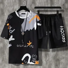 上下セット セットアップ Tシャツ ハーフパンツ 半袖 メンズ 夏 ルームウェア 部屋着 ゆったり 涼しい 薄手  スポーツウェア【zuoyte140】