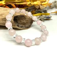 ローズクォーツ パワーストーン ブレスレット 8mm 天然石  (カット水晶)  メンズ・レディース 男性・女性  数珠 ピンク 恋愛運  ●