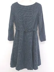 ◇ ◎ NATURAL BEAUTY BASIC チェック 長袖 ミニ ワンピース サイズM グリーン グレー ネイビー レディース P  【中古】 【1208230005232】