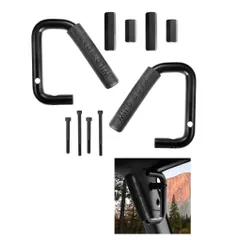 ジープ/Jeep JK ラングラー/Wrangler 2007~ フロントグラブハンドル アシストグリップ 専用設計 車内/室内 補助 手すり パイプ 運転席/助手席/後部座席 ハンドル グリップ リフトアップ カスタム 2個セット  [フロント用/ブラック]