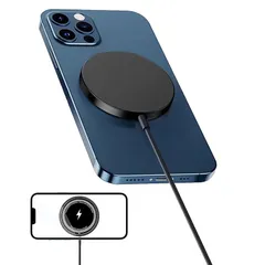 ワイヤレス充電器【2024超薄型】磁気増強ワイヤレス充電器 マグネット式 急速 軽量 超薄型最大15W出力 マグ-セーフ充電器 急速 軽量 Type-Cデータケーブル付き iP15/14/13/12シリーと互換性のある(黒です) 1