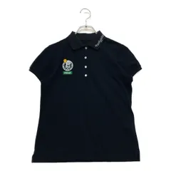 中古 レディース パーリーゲイツ PEARLY GATES 半袖ポロシャツ 0(S) 紺 ネイビー ニコちゃん シンプル