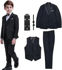 LOLANTA キッズ フォーマル スーツ 男の子 5点セット 結婚式 入学式 入園式 発表会( ブラック,  140)