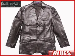 ポールスミス メンズ レザーテーラードジャケット M 茶 革 ブレザーOT491
