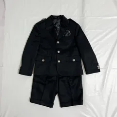 美品 SAKURA サクラ 子供用スーツ サイズ120 男の子 3点セット パンツスーツ 入園式 卒園式 入学式 発表会 結婚式 ブラック ストライプ ネクタイ　冠婚葬祭