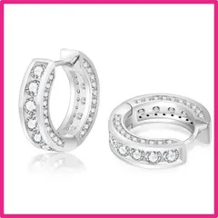 Color:シルバー KRKC フープピアス リングピアス レディース・メンズ ピアス 幅さ15mm シルバー925製 czジルコニア キラキラ 男女兼用 イヤリング K14金メッキ シンプル スターリングシルバー ラウンドフープ CZダイヤ アクセサリー 金