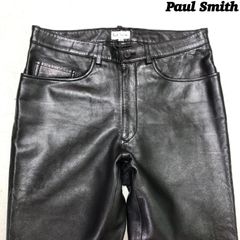 Paul Smith レザーパンツ ワークパンツ ライダース 本革 羊革 ラムレザー W31 ブラック 黒 ポールスミス