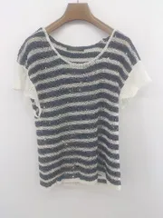 ◇ green label relaxing UNITED ARROWS ボーダー ニット 半袖 カットソー ネイビー マルチ レディース E  【1303240014509】