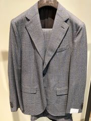 【新品】CARUSO Glen Checked Wool 2-Piece AIDA Suit in Grey Blue　メンズ　スーツ　グレー