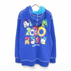 XL/古着 長袖 フルジップ スウェット パーカー メンズ 00s ディズニー DISNEY ミッキー MICKEY MOUSE 大きいサイズ 青 ブルー 25feb25 中古