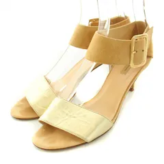 ファビオルスコーニ FABIO RUSCONI ストラップサンダル アーモンドトゥ ハイヒール スエード アンクル 38 25.5cm-26cm ベージュ ゴールド色 /BB