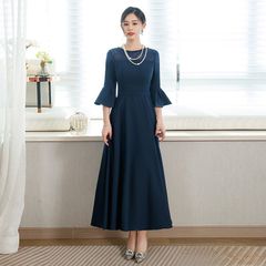 結婚式 ワンピース ドレス パーティードレス ロングドレス S M L XL パーティー 謝恩会 発表会 演奏会 同窓会 成人式 フォーマル 女子会 フレア袖付き