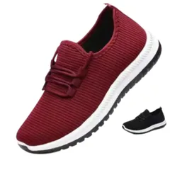 レディース ウォーキングシューズ 軽量 スリッポン スニーカー 衝撃吸収 滑りにくい ランニング 蒸れない 履きやすい フィットネス シニア カジュアル レッド