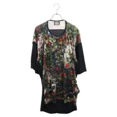 Vivienne Westwood (ヴィヴィアンウエストウッド) ロング丈 総柄オーバーサイズカットソー 花柄半袖Tシャツ ブラック/マルチ VW-LP-75211のサムネイル