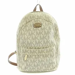 マイケルコース MICHAEL KORS リュックサック デイパック PVC レザー 切替 MK柄 ロゴ 総柄 ベージュ /BB ■OF