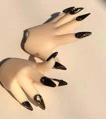 ドール用マットブラックミラーデザインネイルチップ