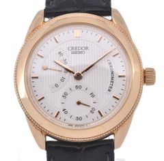 セイコー SEIKO GBAY992/4S79-0050 クレドール K18/レザー クロノメーター 手巻き メンズ箱付き N#121204