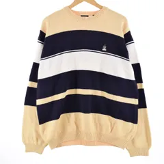 古着 IZOD ボーダー柄 コットンニットセーター メンズXL/eaa347273