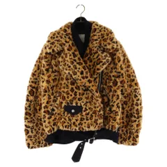 Sacai (サカイ) 19AW FAKE FUR LEOPARD LAYERED RIDERS JACKET フェイクファー レオパード レイヤード ライダース ジャケット レディース ベージュ/ブラウン 19-04546のサムネイル