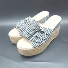 ◇ ⊂ dazzlin ギンガムチェック柄 ラメ入り 厚底 サンダル サイズM ブラック系 シルバー ブラウン レディース E  【1410100023974】