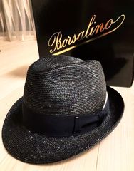 Borsalino ボルサリーノ パナマハット ブラック メンズ 59 ストロー