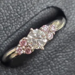限界売り切り特価値下げ❣️PTピンクダイアモンド入りリング 0.045 0.45 限界売り切り値下げ❣️PTピンクダイアモンド入りリング 0.045 0.45