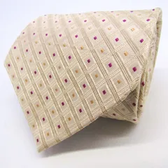 ピエールカルダン ブランド ネクタイ シルク 小紋柄 格子柄 PO メンズ ベージュ Pierre Cardin 【中古】