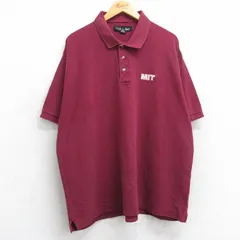 XL/古着 半袖 ポロ シャツ メンズ MIT 鹿の子 大きいサイズ コットン エンジ 25jun20 中古 トップス