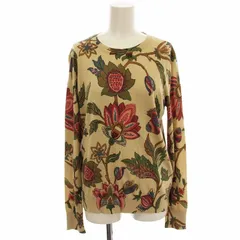 ローレンラルフローレン LAUREN RALPH LAUREN ニット カットソー 長袖 花柄 コットン M ベージュ /☆Gのサムネイル