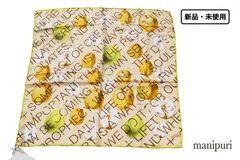 新品｜未使用｜マニプリ｜manipuri｜プリントシルクスカーフ＜シルクスカーフ65＞ アップルレター｜APPLE LETTER｜ライトグリーン