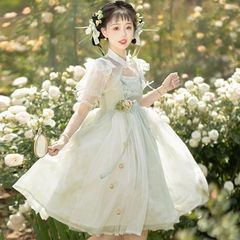 Lolita ワンピース 2点セット コスプレ 優雅 复古宮廷風 ゴシック ゴスロリ プリンセス 新品中華風 高品质華麗 漢服元素 Lolita JSK ロリータ服 衣装 洋服 中国 可愛い jsk 漢元素 ワンピース 日常 国風 lolita スカート