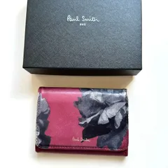 ポールスミス　Paul Smith 名刺入れ　パスケース　フラワープリント　バーガンディ