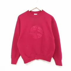 M/古着 長袖 スウェット メンズ 90s 地球 クルーネック 赤 レッド 25feb21 中古 スエット トレーナー トップス