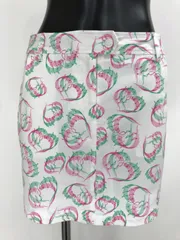 【USED】Callaway キャロウェイ ポリエステル インナーパンツ一体型 スカート メッシュ ロゴ刺繍 総柄 ホワイト 白 レディース M ゴルフウェア