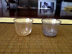 骨董　民藝ガラス　倉敷ガラス　作家物　希少　白泡　流線捻り　濃淡２種　向付２客 骨董 民藝ガラス 倉敷ガラス 作家物 希少 白泡 流線捻り 濃淡2種 向付