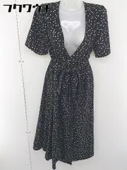 ◇ ◎ ROPE PICNIC 水玉 ドット ラップ 巻き 五分袖 膝下丈 ワンピース サイズ38 ブラック ホワイト レディース  【中古】 【1110080005341】