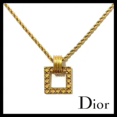 Y【Dior】スクエア ネックレス ゴールド/金 カラー ペンダント ヴィンテージ Christian Dior/クリスチャンディオール (51588A2a)