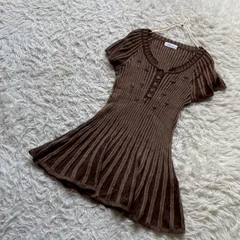 Catolin ニットワンピース ブラウン M-L 可愛い フレア オシャレ