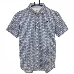 マスターバニー 半袖ポロシャツ 白×ネイビー ペイズリー柄 メンズ 4(M) ゴルフウェア MASTER BUNNY EDITION