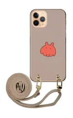 Galaxy S21 5G SC-51B SCG09 ギャラクシーS21 スマホケース スマホショルダー メンダコ ワンポイント レッド かわいい レザーベルト ストラップ 調節可能 130cm  カラー01