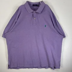 古着 ポロ・ラルフローレン POLO RALPH LAUREN 鹿の子 半袖 ポロシャツ ロゴ 刺繍 大きいサイズ 2ボタン 3XB  パープル 無地 メンズ